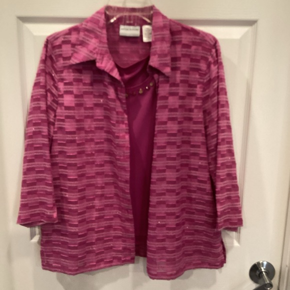 Alfred Dunner Tops - Alfred Dunner Fuchsia Textured Jacket and Top Set